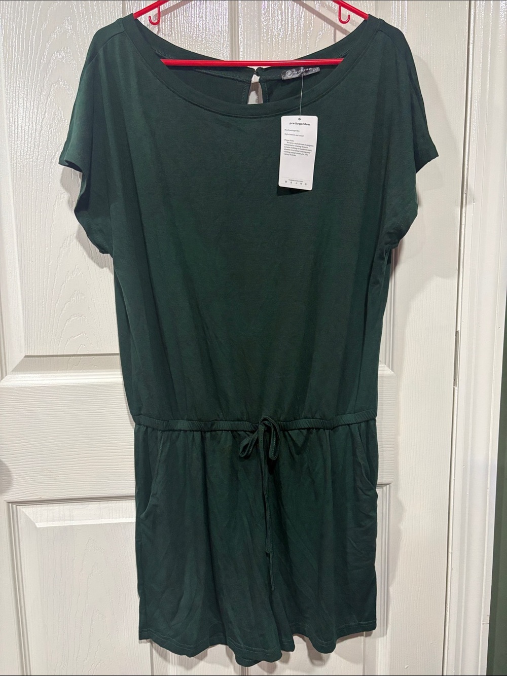 PrettyGarden Dark Forest Green Short Sleeve Top